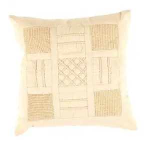 Canvello Beige Color Pure Cotton Throw Pillow - 16" X 16"