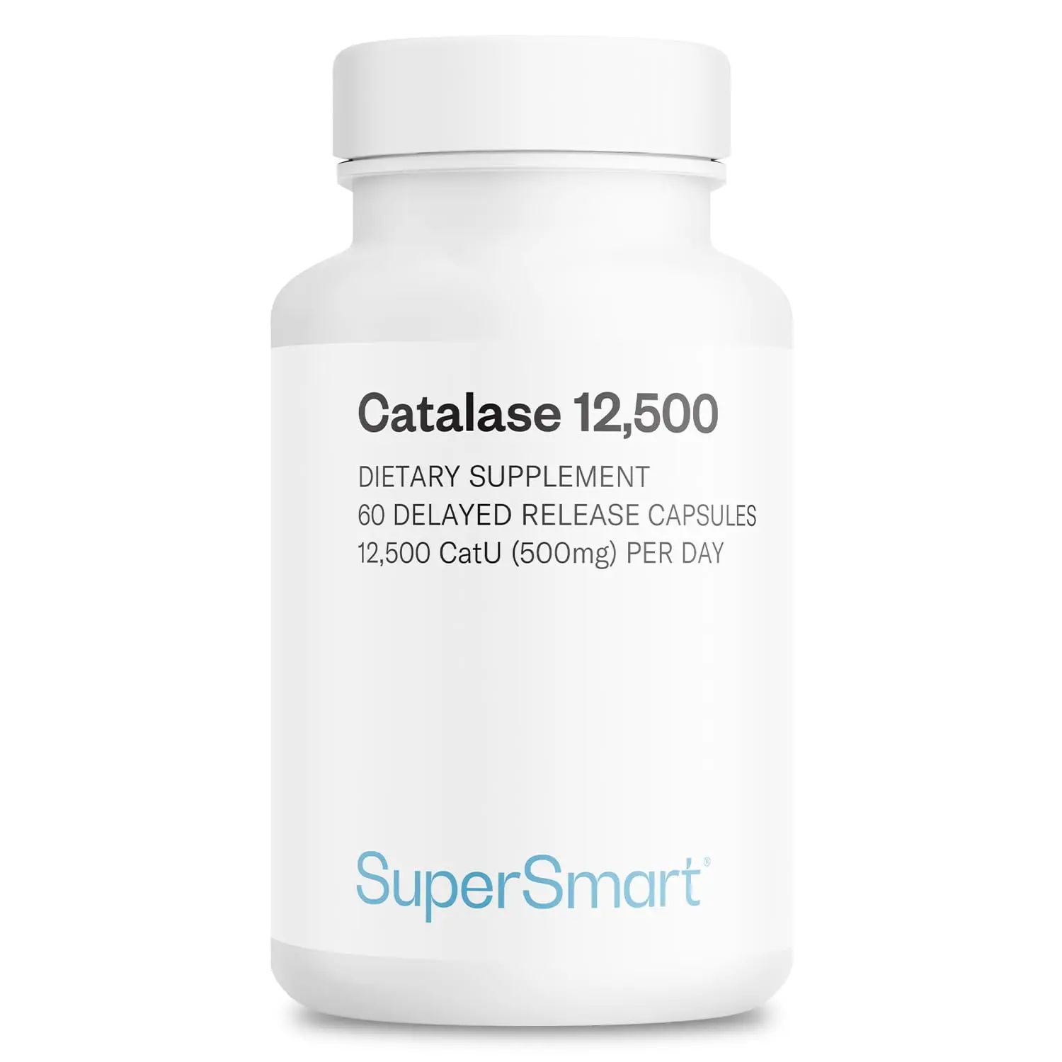SuperSmart Catalase 500mg per Day (12,500 CatU) - Natural Enzyme - Anti Gray Hair Supplement | Non-GMO & Gluten Free - 60 Delayed Release Capsules
