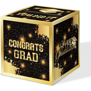 Graduation Congrats Card Box, 2026 Graduation Party Decorations, Graduation Party Decorations Graduation Money Card Boxes Holder Graduation Gift Party Favors Decor Party Supplies (Gold)