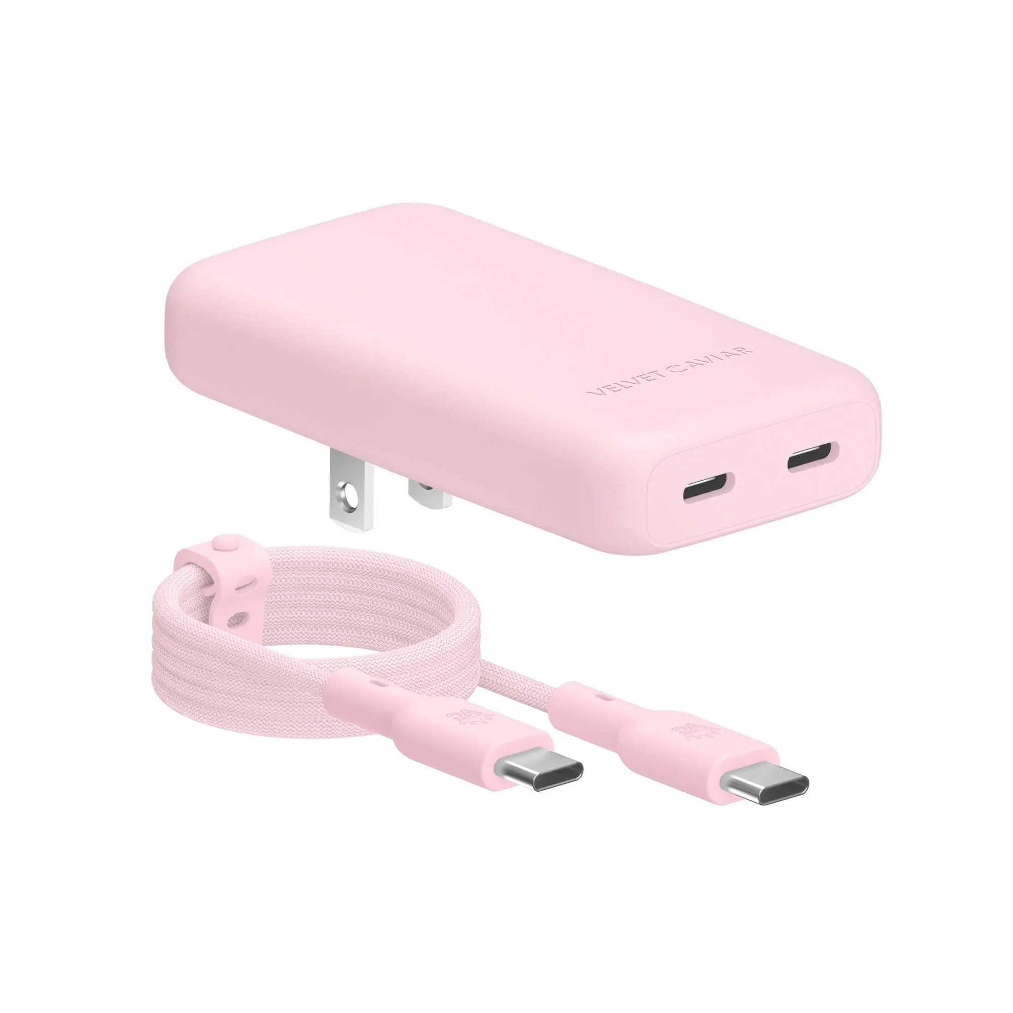Strawberry Milk Fast Charging Set, Dual Port Wall Adapter + 6ft USB-C Cable