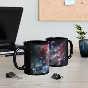 Cosmic Galaxy Black Mug, Stunning Universe Design, Perfect Gift for Space Lovers, Astronomy Decor, Unique Ceramic Mug