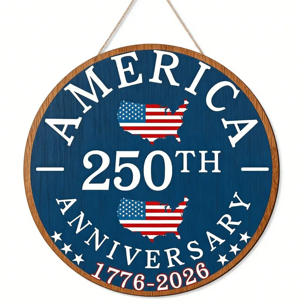 【4thofjuly /fourthofjuly】250th Anniversary Edition, July 4th doorplate, 250th Anniversary of Freedom (1776-2026), patriotic independence themed door ring, suitable for front doors, wooden wall decorations, home porches, and outdoor decorations