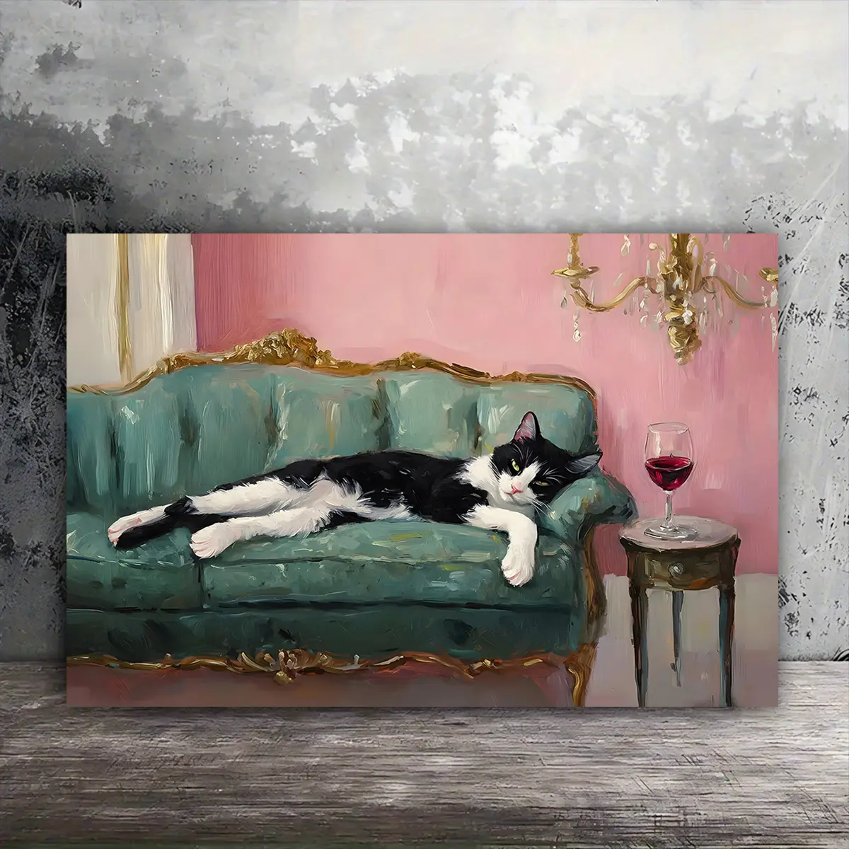 1pc Wooden Framed, Tuxedo Cat with Red Wine Canvas Poster, Cute Quirky Wall Art Prints, Cocktail Wall Picture, Ideal For Bedroom, Office, Living Room, Bar Cart, Vintage Decor Home Decoration, Perfect Gift Idea, Instantly Enhance Your Space!