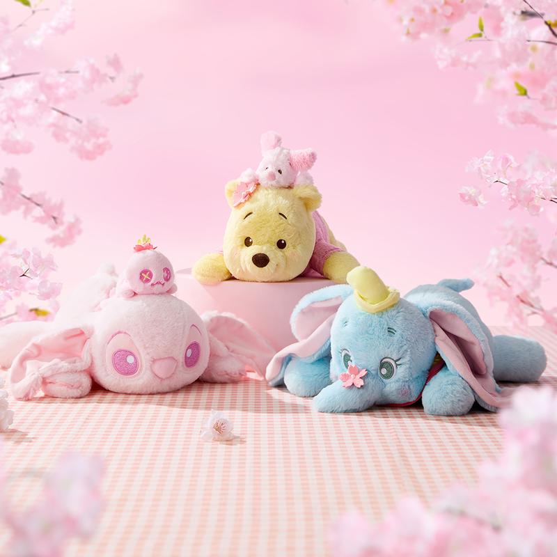 [CHRISTMAS GIFT] Disney Series Winnie the Pooh Stitch Dumbo Plush Figure – Sakura Pose Soft Toy Gift Versatile Huggable Pillow for Napping Gift for Kids Friends