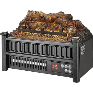 VEVOR 16 Inch Electric Fireplace Log Heater, Fireplace Insert with Remote Control, 5 Flame Brightness Levels, Thermostat, 24H Timer, Overheat Protection, for Home and Office Decor, Black