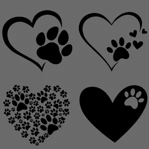 Dog Paw Heart Iron-on Transfers, 6 Counts/set Washable DIY Heat Press Decals for T-shirts, Jeans & Backpacks, Easy to Apply