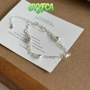 Women's Heart Bracelet, Dainty Silver Tone Paperclip Chain, Minimalist Adjustable Delicate Jewelry, Versatile Accessory for Daily Wear and Gifting