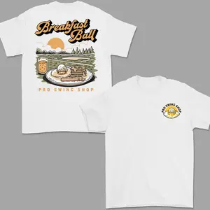Breakfast Ball Golf T-Shirt, Funny Golfing and Brunch Tee, Vintage Golf Course Graphic Shirt for Golf Lovers, Retro Pro Swing Shop Golf Graphic Printed Tee, Golfer Shirt, Soft Cotton Fabric Top, Casual Womenswear Menswear