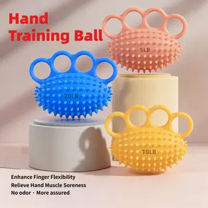 Four-Finger Hand Exercise Ball, Spiky Silicone Grip Ball for Recovery, Strength & Massage