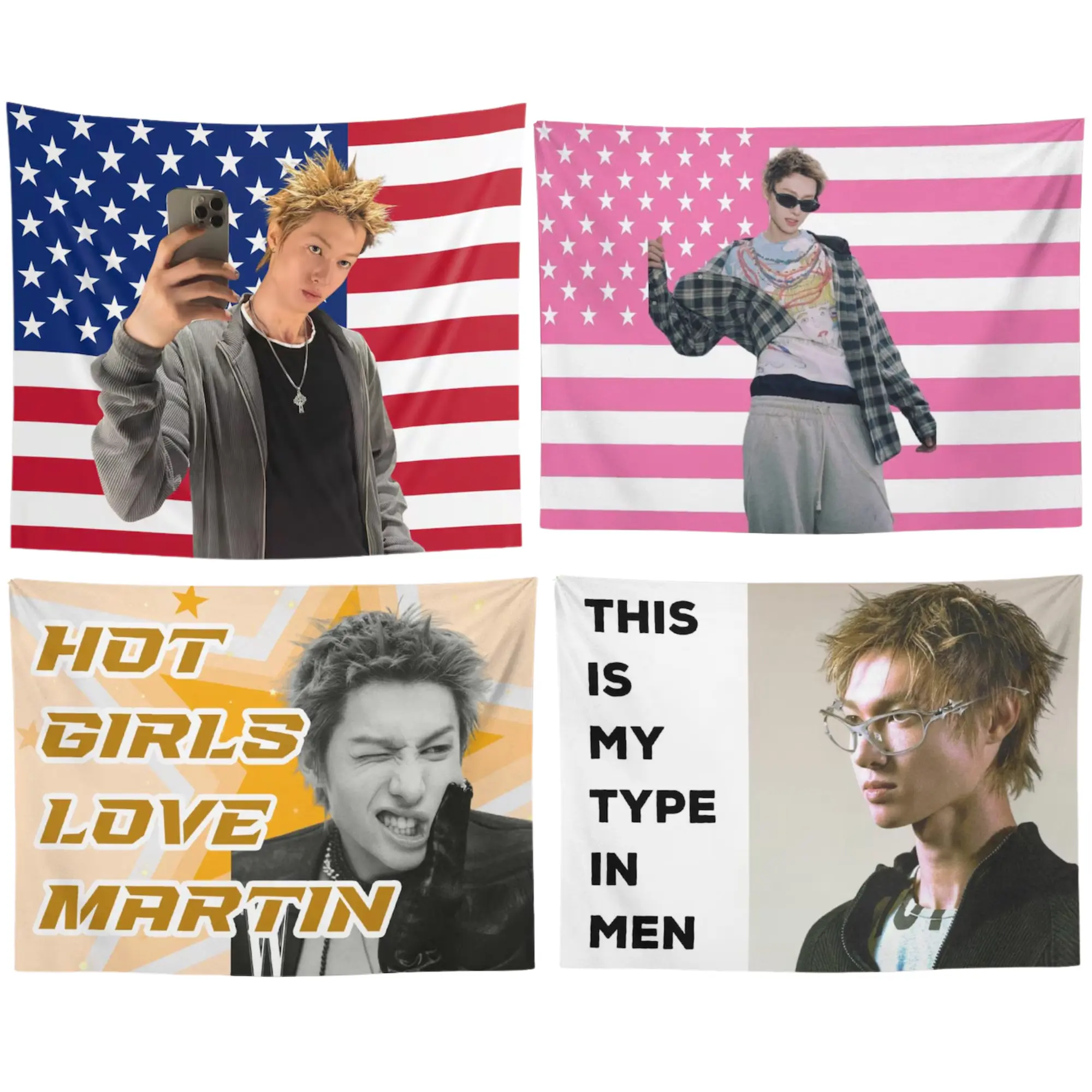 Martin Kpop Digital Print Polyester Wall Flag Tapestry - Synthetic, Wrinkle Resistant, Modern Room Decor - Multi-Size (30x40in, 40x60in, 50x60in, 60x80in, Max 60x90in) - Home Decor Art Piece - Kpop Fan Gift