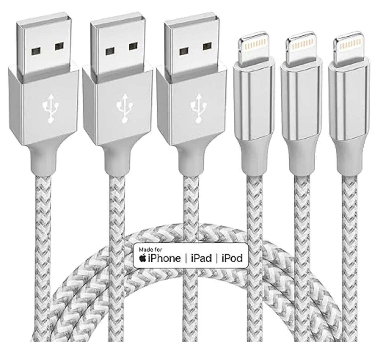 iPhone Charger 3 Pack 10 ft Apple MFi Certified Lightning Nylon Braided Cable Fast Charging Cord Compatible with iPhone 13 12 11 Pro Max XR XS X 8 7 6 Plus SE iPad and More