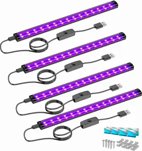 4 Pack 10W LED Black Light Bar, 1ft, USB Blacklight Tube, Blacklight Bars with , Black Light for Fluorescent Tapestry Poster, Cabinet, Glow Party, Halloween, Classroom,