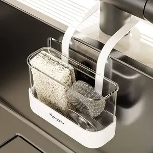 Sponge Holder for Kitchen Sink, Sink  Organizer, Kitchen Faucet Rack, White And Clear