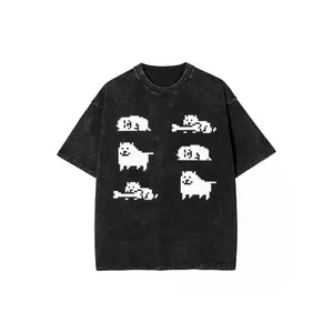 valentine shirts Annoying Dog Game Frisk T Shirts Wearable All Year Round Hip Hop Washed Cotton Oversize T-Shirt Undertale for Men Women Tops Streetwear Summer Tees