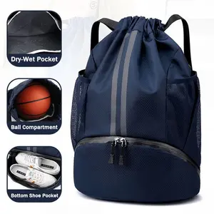 Spring/Summer Sports Backpack with Shoe Compartment 25L, Drawstring Dual Shoulder Bag, Dry Wet Separation, Ideal for Gym, Home Gym, Swimming, Basketball, Football, Volleyball, Outdoor Sports