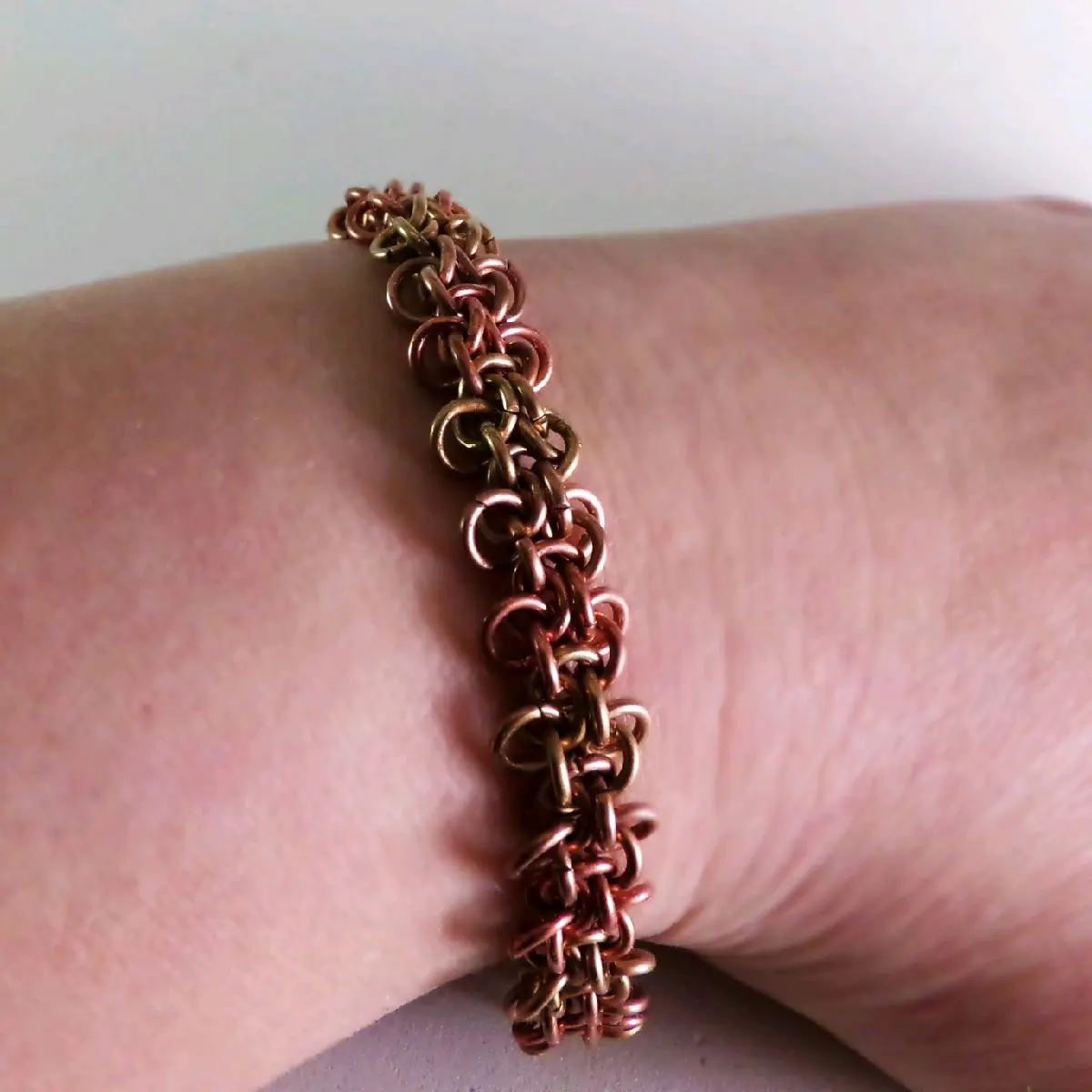 Mixed Metal Chainmaille Bracelet Female Anniversary Daily