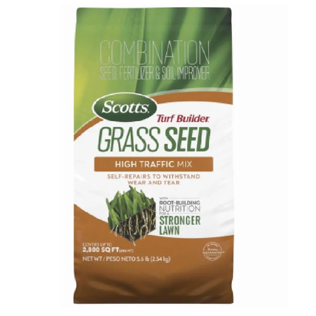 Turf Builder High Traffic Mixed Grass Seed, 5.6 lbs, for New Lawn & Overseeding, with Root-Building Nutrition & Self-Repairs Feature
