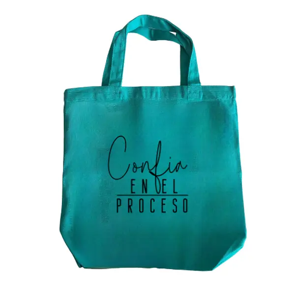 Teal Canvas Tote Bag - 'Confia En El Proceso'