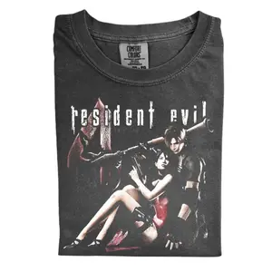 The Resident Evil 4 Leon & Ada Comfort Color Shirt, Horror Game Shirt, Vintage Resident Evil T-shirt, Gift for Men, Vintage Game Shirt, Gift for Women, Crew Neck T-shirt, Trending T-shirt