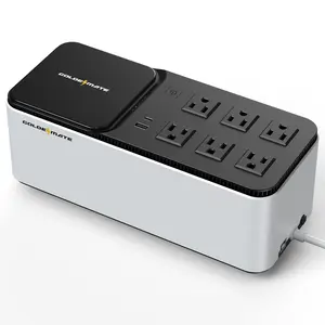 GOLDENMATE 600VA/360W Lithium UPS Battery Backup and Surge Protector, Backup Battery Power Supply with LiFePO4 Batteries(76.8 Wh), 6 Outlets, 2 USB Charger Ports, Wireless Charging, Compact Design