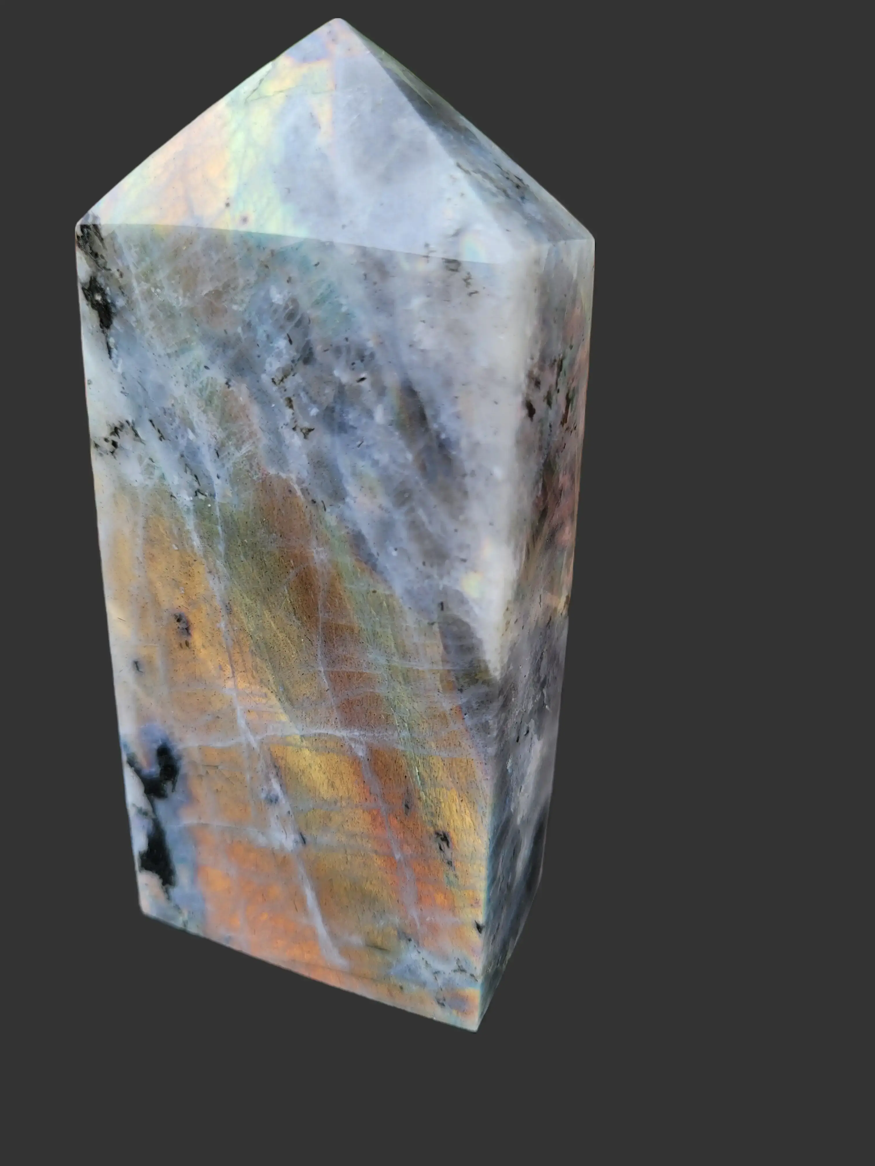 Large Golden/Orange Flash Labradorite Tower - Natural Stone