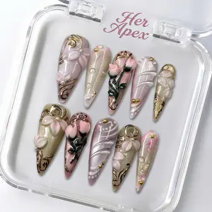 Her Apex Nails Aurora-Handmade Press-On Nails | Reusable, Salon-Quality, Long-Lasting, Glossy Design