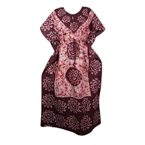 Kaftan Maxi Dress Beach Kaftan, Maroon L-3XL