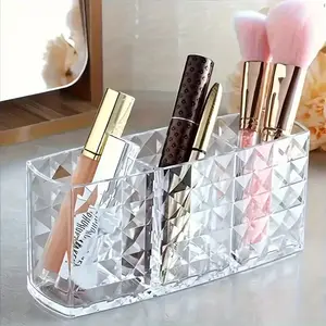 Large Capacity Makeup Brush Storage Box, Transparent Cosmetic Organizer, Beauty Organizer, Desktop Vanity Holder, Eyebrow Pencil Container, Lipstick Rack, Clear Storage Box