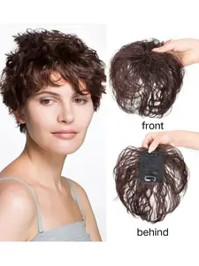 Unisex Hairpiece Cover Roots Corn Curl Short Curly Synthetic Fiber Wig Patch Two Cards Fill-In Extension Synthetic Hair Topper