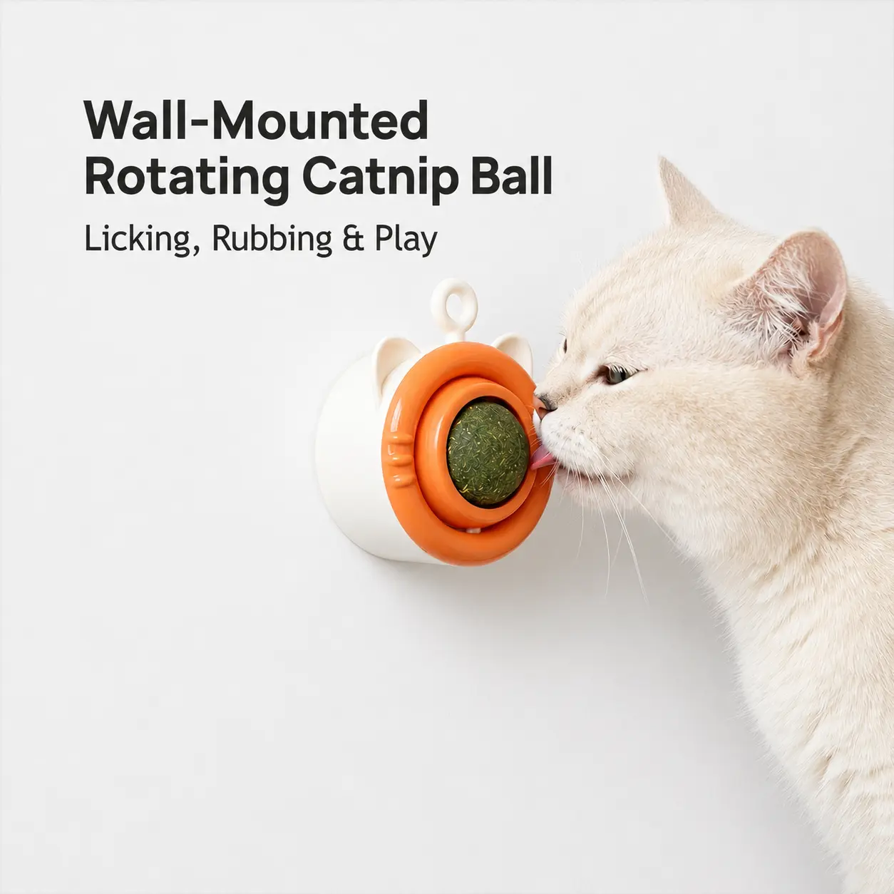 Automatic Rotating Catnip Wall Toy for Indoor Cats - Adhesive Smooth-Surface Accessory, Built-in Cover for Daily Fun