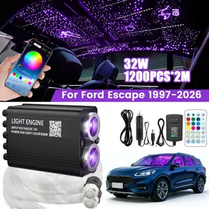 32W Twinkle APP Fiber Optic Starlight Headliner Lights Kit,1200pcs 6.5ft/2m 0.03in Optical Fiber Star Music Activated RGBW Ceiling Light Kit For Ford Escape 1997-2026