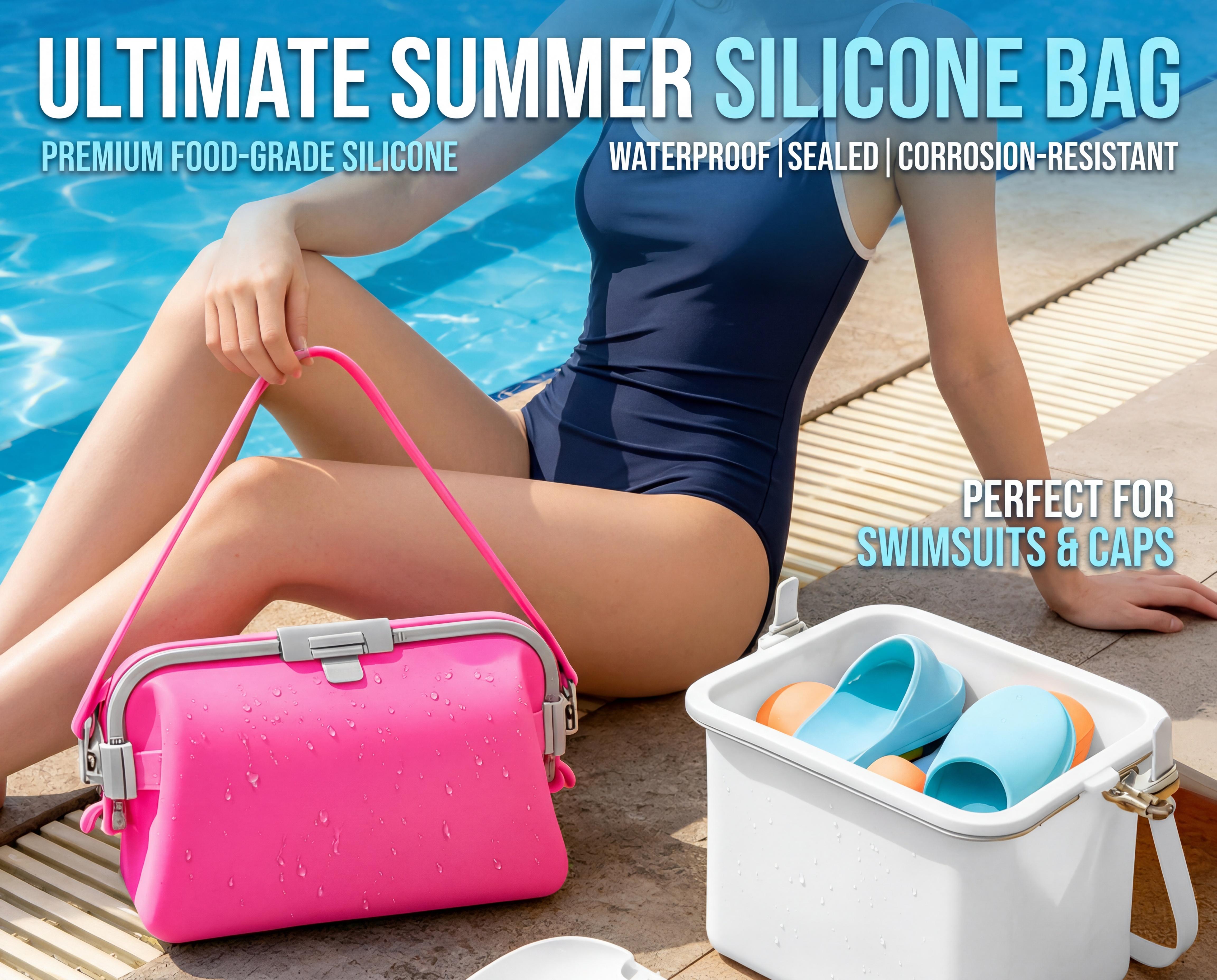 100% Food-Grade Solid Silicone Multi-Use Tote Crossbody Bag - 1500-4000ml, Foldable Leakproof Waterproof Sandproof, Adjustable Shoulder Strap, Buckle, Dry-Wet Split, Eco-Friendly BPA-Free Sports & Outdoor Lunch Storage Organizer, Travel, 100% Food-Grade S