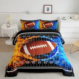 Football Comforter Set,Rugby Sports Bedding Set for Men Women Boys Girls,Ice Fire Duvet Set, Soft Room Decor Bedroom Home Decor Quilt Set