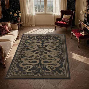 Vintage Snake Pattern Floor Mat, Non-slip Soft Floor Carpet, Decorative Area Rug for Home Living Room Bedroom, Vanity Decor Accessories