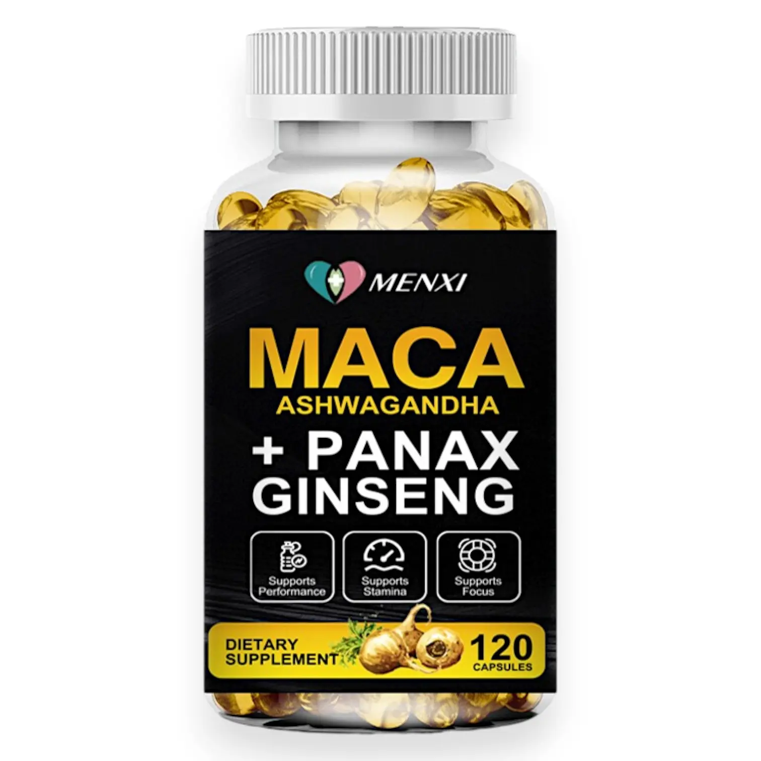 Organic Peruvian Maca Root Capsules 10000mg with Ashwagandha & Panax Ginseng Extract, Daily Energy, Focus & Stamina Support, 120 Capsules