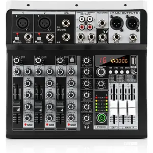 KP4 4  Audio Mixer, 16-Bit DSP Effect USB Audio Interface Effects +48V Phantom  for  Studio Recording,Live Streaming, Recording Equipment, KTV, Party, Church