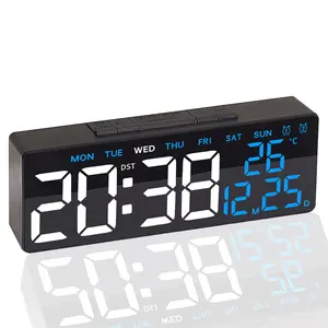 Vintage Style Practical LED Clock, Desktop Electronic Clock, Date Temperature Week Display, Modern Digital, Adjustable Brightness, Snooze, Home Office Bedroom