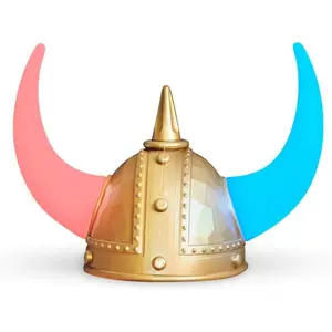 FlashingBlinkyLights Warrior Viking Helmet with LED Light Up Horns for Costumes and Renaissance Fairs