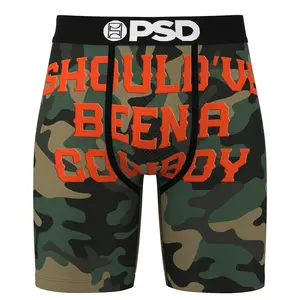 PSD Mens Cowboy Boxer Brief - Standard Length 7 Inch Inseam, Soft and Breathable Poly Blend Stretch Fabric Camouflage