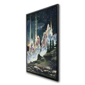 Conscious Sales C1FC2448QIFEUE 24 x 48 in. Magical Beams - Purple Framed Canvas for Home Decor