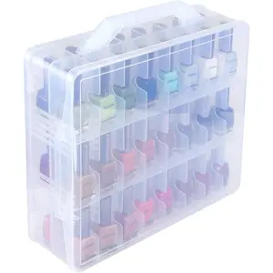 48-Bottle Universal Nail Polish OrganizerAdjustable Dividers-Clear Dust-Free Storage Case (Only Case)! Transparent Boxes Multi Compartment Design