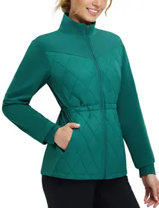 baleaf Women's Quilted Jackets Winter Lightweight Warm Stand Collar Water Resistant Puffer Jacket 4 Pockets Warm Base Layer Mid Layer Golf Home Lounge School