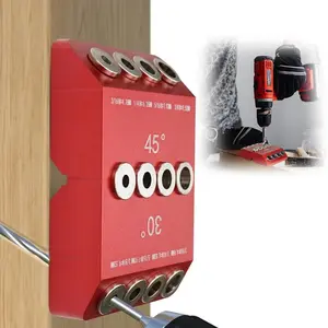 【Free shipping】Metal drill bit guide mold, red aluminum angular drill bit kit, used for wooden columns, bolts, railings, decks, stair railings, durable all metal structure
