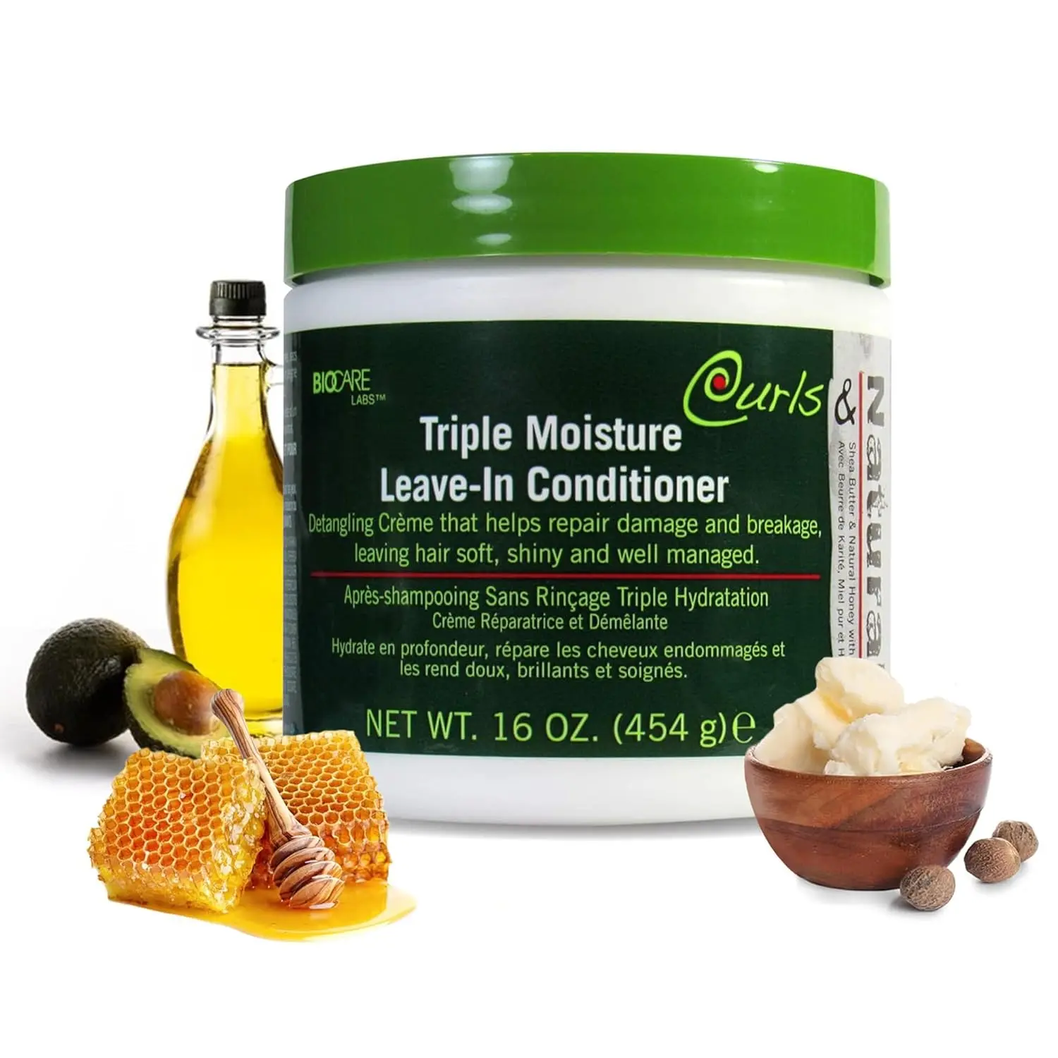 Curls & Naturals Triple Moisture Leave-In Conditioner with Avocado Oil, Detangling Moisturizer for Frizz Control, Silky Curls & Shine, For Natural Curly & Wavy Hair, 16 oz