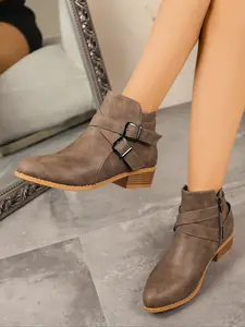 New Women's Ankle Boots, Wedge Heel Thick Sole, Side Zipper, Casual Short Boots, Anti-Slip Wear-Resistant Rain Boots, Lightweight Fashion One-Piece Boot