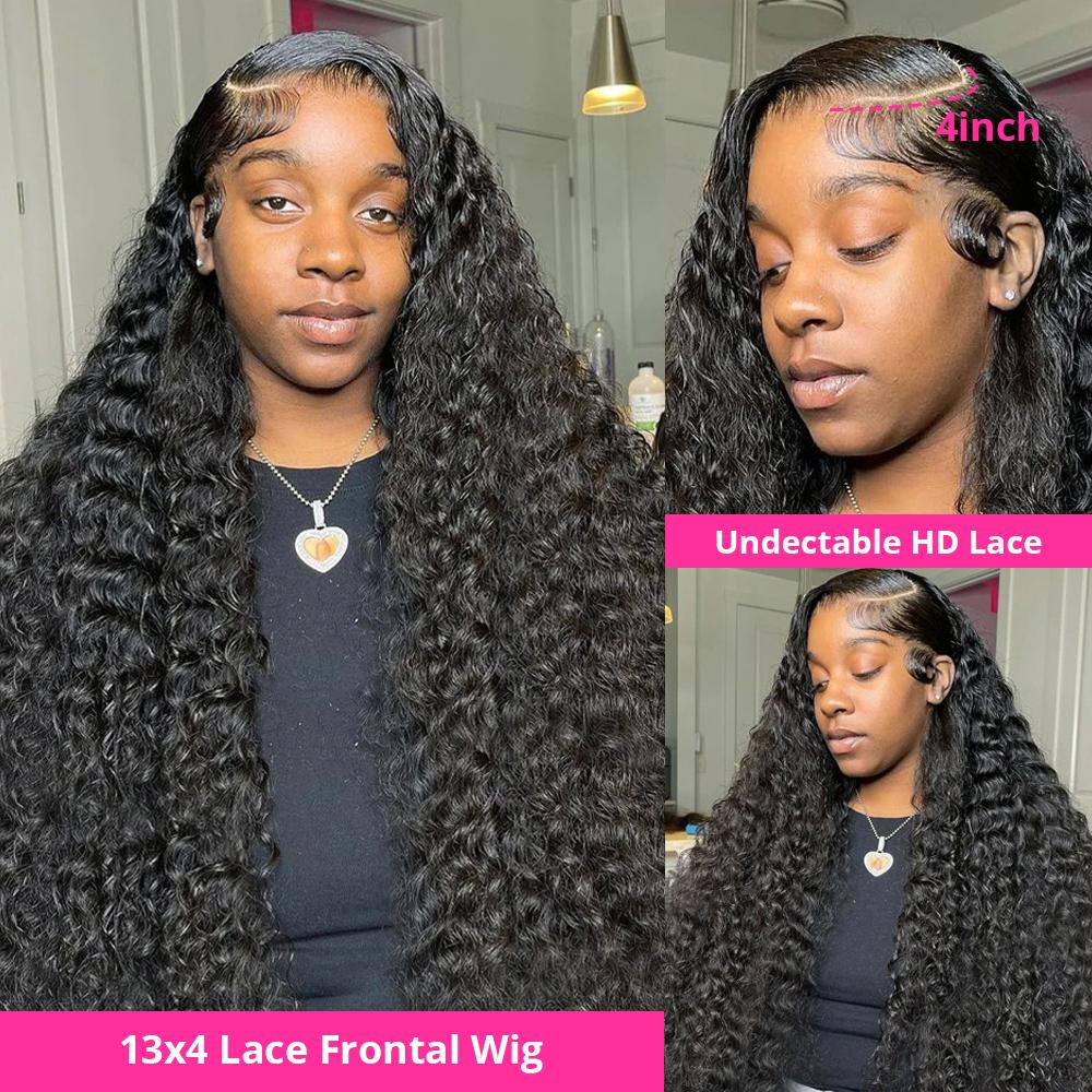Bling Hair 13x6 Deep Wave Curly Wigs Human Hair Pre Plucked Pre Cut HD Lace Wigs Ready and Go 13x4 Glueless With Drawstring One-Step 13x6 HD Frontal Lace Curly Wave Wig Natural Hairline