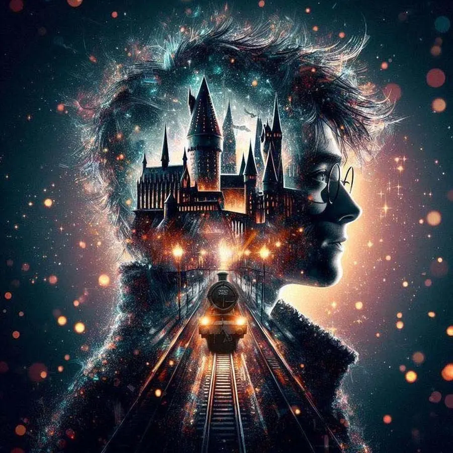 5D DIY Full Drill Round Diamond Painting - Diamond Art Kit Magic Castle, Train. Mosaic, Canvas - DIY Decorative Painting, Home Wall Decor, Suitable for Halloween and Christmas, Birthdays and Anniversaries Gifts.