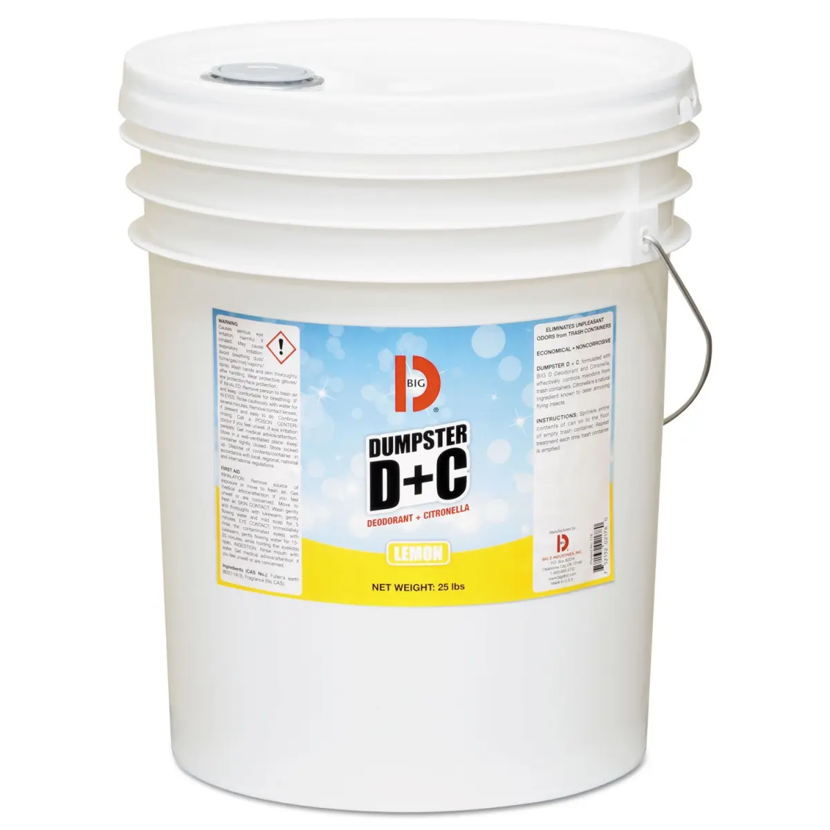 BGD178 Dumpster D Plus C Deodorant Powder - 25 lbs Container, Trash Can Odour Control, Insect Prevention, Long-Lasting Effect