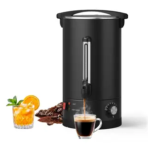GARVEE 14 L/100 Cups Coffee Urn-3.8 gal Double Wall Commerical Coffee Maker for Buffet Catering Wedding Gathering,Large Capacity Hot Coffee Dispenser,Stainless Steel Hot Water Urn-Black