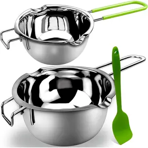 Double Boiler Pot Set for Melting Chocolate Butter Cheese Caramel and Candy - 18/8 Steel Melting Pot, 1000ml and 600ml Capacity